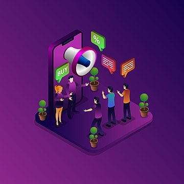 Digital Marketing Concept Vector Hd Images, Digital Marketing Isometric Concept With Megaphone, Isometric, Digital, Marketing PNG Image For Free Download